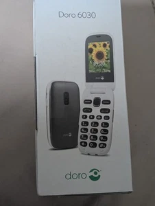 Doro 6030 DFC-0240 Flip Fold Big Button Mobile Phone - Graphite/White New - Afbeelding 1 van 2