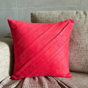 Throw Pillow Cover Red 16"x16", Room Decor Faux Suede - Contemporary Red - Picture 1 of 10