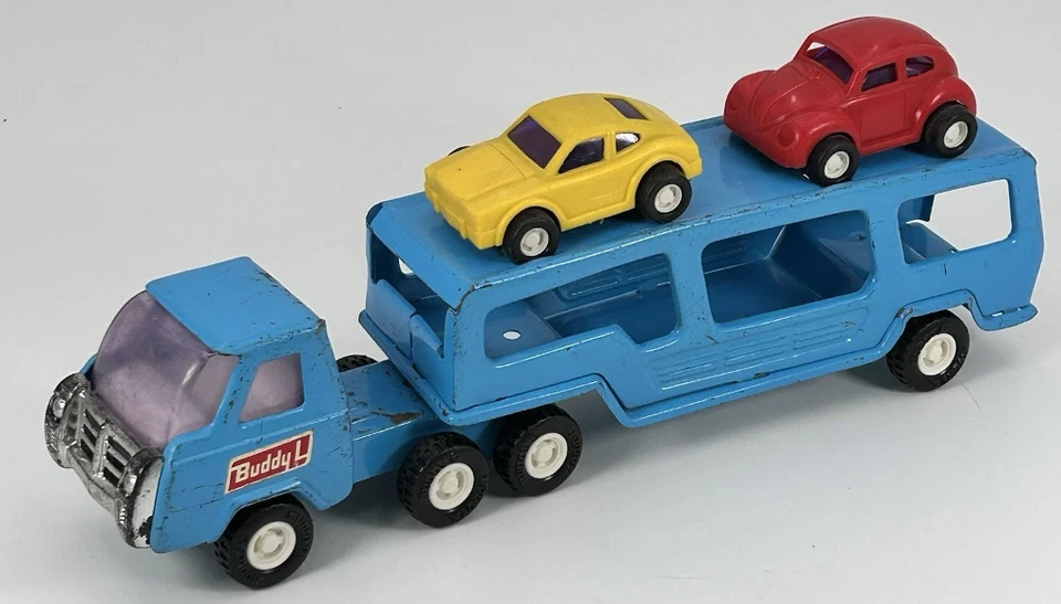 Porta-carros vintage Blue Buddy L aço prensado anos 1960 – anos 70’ - Imagem 1 de 4