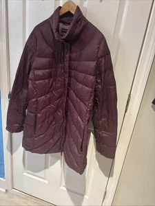Lands’ End gefütterte Jacke mit durchgehendem Reißverschluss und Druckknöpfen burgunderrot Damen L/T 14-16 - Bild 1 von 6