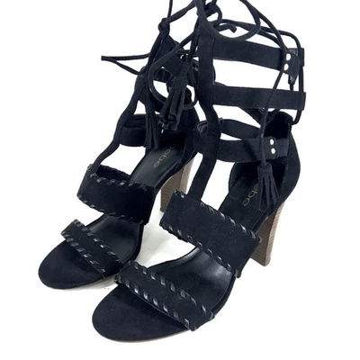 Sandalias de gladiador Bebe de tacón bloque de gamuza negra talla 9 Foto 1 de 4