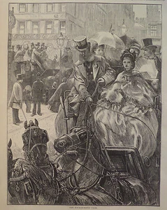 THE FOUR IN HAND CLUB TRAVELING BY HORSE COACH ENGLAND HARPER'S WEEKLY 1871 - Picture 1 of 2