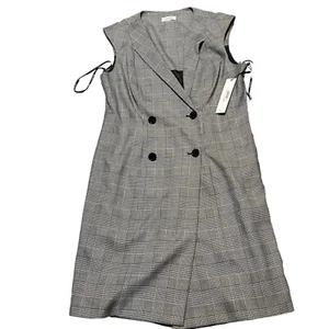 Vestido jersey Calvin Klein espalda blanco a cuadros botones delanteros para mujer 14 - Imagen 1 de 12