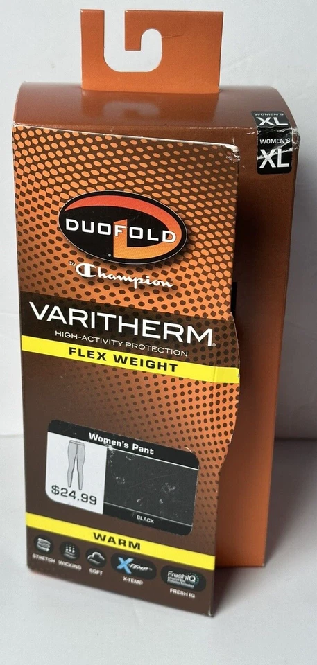 Duofold Women's 35-37 1/4 XL Warm Pants Champion Varitherm Flex Weight Black New - Image 1 of 4