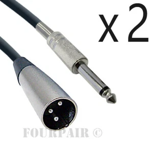 2 Pack Lot - 6ft XLR 3-Pin Male to 1/4" Mono Shielded Microphone Mic Audio Cable - Picture 1 of 2