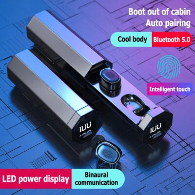 Wireless Earbuds for Iphone Samsung Android Bluetooth Headphones Waterproof - Image 1 of 4