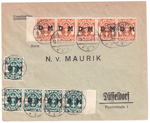 Danzig Dienstbrief 5x Mi.Nr. 30 Y und 31 Y Fünferstreifen MiF Danzig 10.3.1923 - Bild 1 von 2