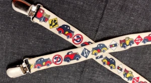 Toddler Vintage Suspenders VINTAGE AUTOMOBILES - PROBABLY 70s DOES 40S? AS IS - Picture 1 of 13