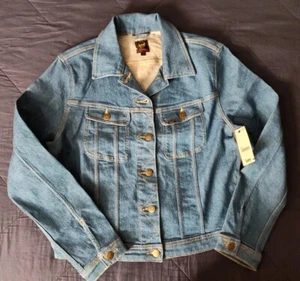 NWT LEE Riders Retro 70's Style Vintage Trucker Jean Jacket Rinse Denim Sz L - Picture 1 of 4