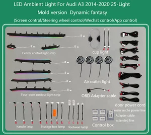 64 colors Illuminated Retrofit LED ambient Light For Audi A3 S3 RS3 8V 2014-2024 - Picture 1 of 12