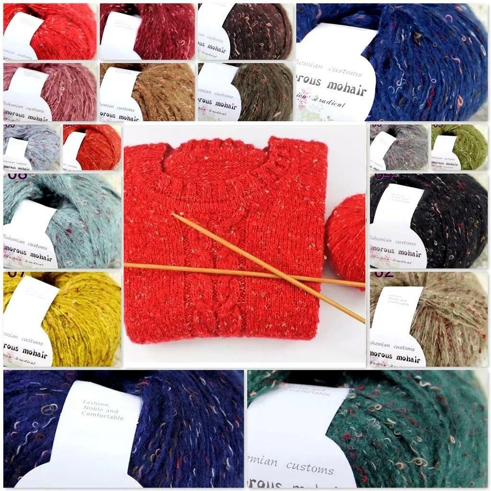 Sale 1BallX50gr Luxury Fluffy NEW MOHAIR Shawls Sweater Hand Knit Crochet Yarn - Image 1 of 4