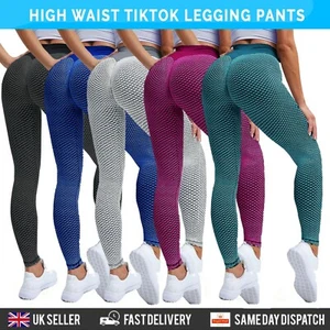 Women Yoga Leggings Gym Anti-Cellulite Tik Tok Leggings Sport Bum But Lift Pants - Picture 1 of 12