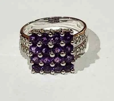 3Ct Round Cut Lab Created Amethyst Women's Wedding Ring 14K White Gold Plated - Image 1 of 4