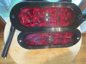 Two 6" OVAL RED LED Tec Niq Hybrid REVERSE LIGHT RV Camper TRAILER LIGHTS WIRING - Picture 1 of 24