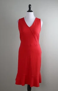 TALBOTS NWT $109 Solid Red Stretch V-Neck Flounce Casual Tank Dress Size XL - Picture 1 of 6