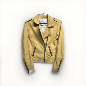 Doma Women's XS Lamb Leather Moto-Style Jacket Butter Soft Distressed Yellow - Picture 1 of 10