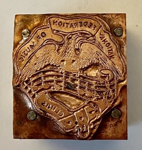 Letterpress PRINTERS Cooper Block NATIONAL FEDERATION MUSIC CLUB  1 1/4'' x 1'' - Picture 1 of 2