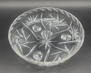 VTG American Brilliant Crystal Glass Hand Cut Nappy Footed Candy Nut Dish 9” - Picture 1 of 5