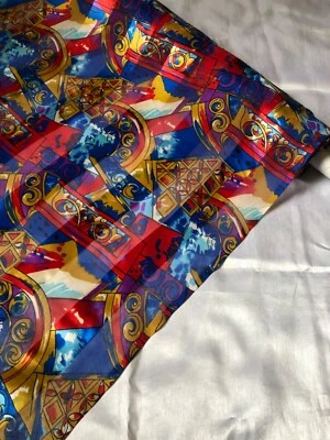 Cachecol social 1 metro multicolorido estampa abstrata tecido chiffon 58” largura - Imagem 1 de 4