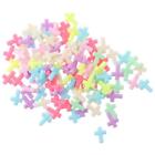 100pcs Resin Candy Color Opaque Cross Beads Small Crucifix Loose Beads  Anklets