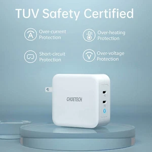 CHOETECH PD100W Dual USB Type-C Fast Charger Wall Charger for iPhone 11 Pro - Picture 1 of 15