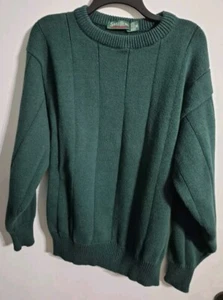 Vintage Savile Row Green Crew Neck 100% Cotton Sweater Size XL-Made in USA-READ - Picture 1 of 15