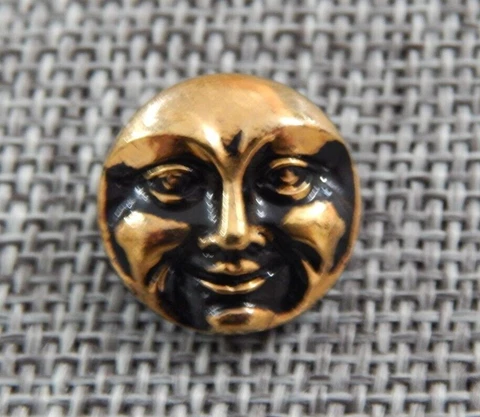 Antique Vtg Glass Button Moon Face Aprx: 5/8"~#2450 Cover