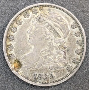 Better Date 1835 U.S. 10C Capped Bust Silver Dime AU Details Damaged Nice Coin - Picture 1 of 2