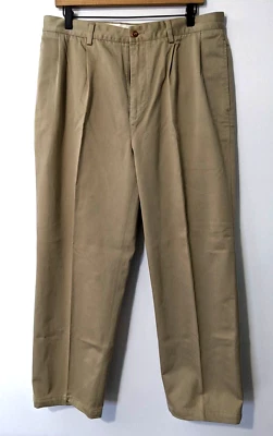 Pantalón chino plisado Nautica Rigger para hombre talla 34x30 tostado pierna recta usado en excelente estado Foto 1 de 4