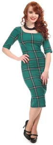 Collectif AMBER Vintage EVERGREEN CHECK Pencil DRESS Kleid Rockabilly - Bild 1 von 4