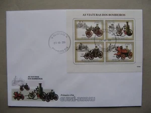 GUINEA-BISSAU, cover FDC 2009, S/S Firebrigade steam-engines - Picture 1 of 1