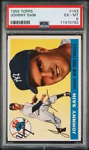 1955 Topps #193 Johnny Sain PSA 6 Yankees (0782) - Picture 1 of 2