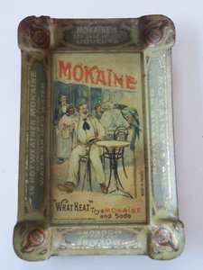 RARE RAMASSE MONNAIE TOLE LITHOGRAPHIEE LIQUEUR MOKAINE - Picture 1 of 8