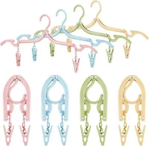 8 Pack Portable Folding Clothes Hangers Adjustable Collapsible Travel Hangers - Picture 1 of 9