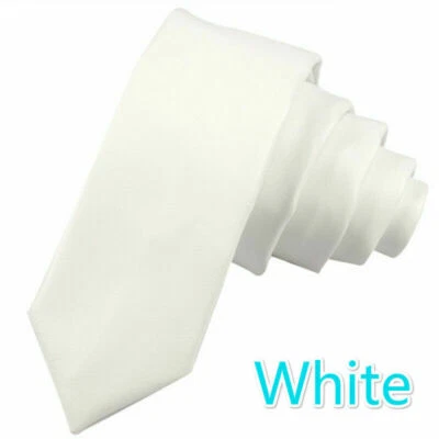 男式聚氨脂合成革紧身领带领带素色正式婚礼舞会经典时尚 — 第 1/4 张图片