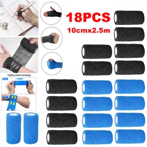 18X 10cm Cohesive Elastic Bandage Self Adhesive Wrist Ankle Gauze Tape Vet Wrap - Picture 1 of 19