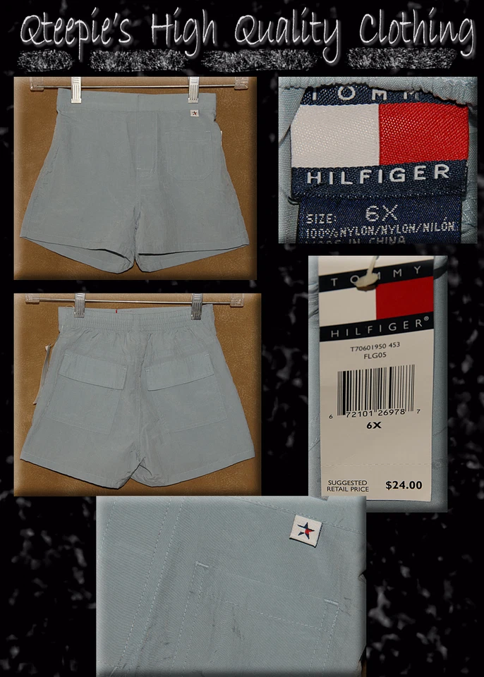 TOMMY HLIFIGER - Light Blue - Smooth Nylon SUMMER SHORTS - Kids sz 6X  *NEW $24* - Image 1 of 4