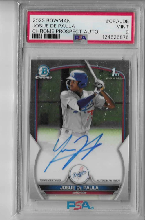 PSA 9  2023  Bowman Chrome Auto Josue De Paula  RC - Image 1 of 1
