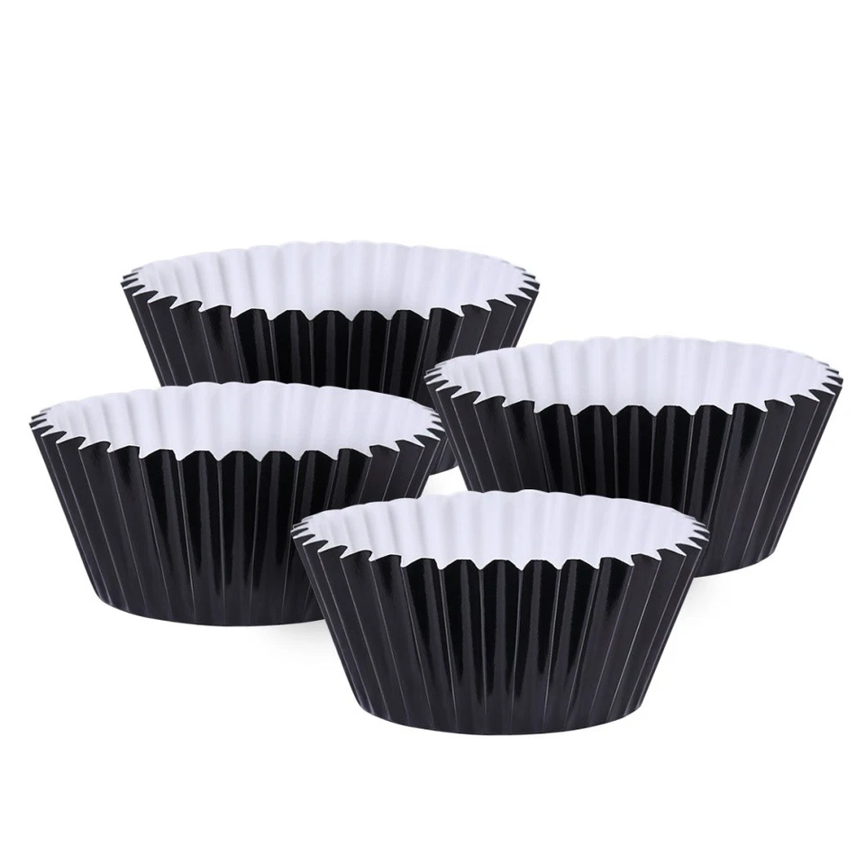  ROSENICE 100pcs tazze di alluminio addensato fodere per cupcake mini stampi per - Immagine 1 di 1