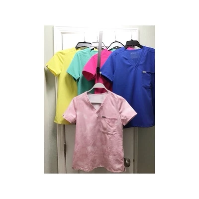 LOT OF 5 Size XS Figs Technical Collection Women’s Scrub Tops - Rainbow - Image 1 of 4