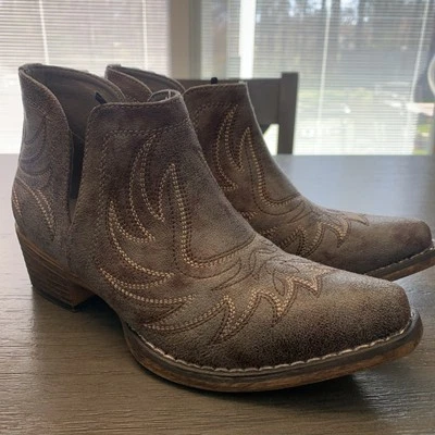 Roper Ava Embroidered Snip Toe Cowboy Booties Womens Grey Casual Boots Size 6 - Image 1 of 4