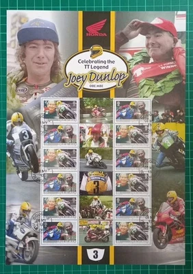Isle of Man 2013 Honda Celebrating Joey Dunlop Special Label Sheet CTO used - Image 1 of 3
