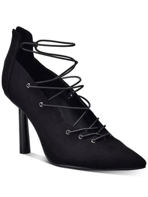 WILD PAIR Womens Black Laces Dezmun Pointy Toe Sculpted Heel Pumps 5 M - Image 1 of 4