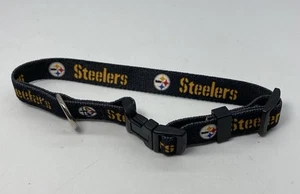 Pittsburgh Steelers Fútbol Perro Collar Pequeño 14” Collar para Mascotas Negro Ajustable - Imagen 1 de 4