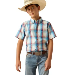 Ariat Youth Boy's Pro Series Sunny Blue Classic Fit Shirt 10058705 - Picture 1 of 24