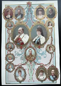 Color lithograph King Edward VII & Queen Alexandra & family Eyre & Spottiswoode - Picture 1 of 2