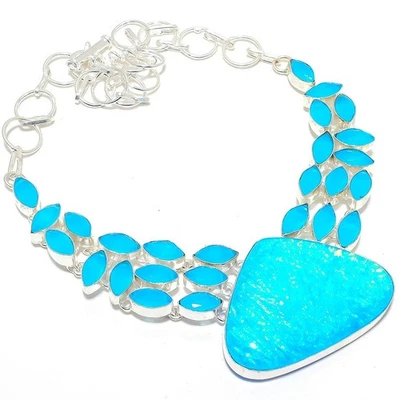 Tripletta Opale di Fuoco , Onice Gemma 925 Argento Sterling Gioielli Collana - Immagine 1 di 4