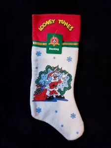 Vintage Looney Tunes Bugs Bunny Filz Weihnachtsstrumpf - Neu mit Etikett - Bild 1 von 3