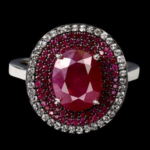 925 Sterling Silver Ring Ruby 9x7mm Ruby Myanmar Sapphire Gemstone Size 7 - Picture 1 of 14