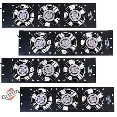 4 PACK Rackmount Cooling Fans | GRIFFIN Triple Studio Audio Gear Panel PA System - Image 1 of 4